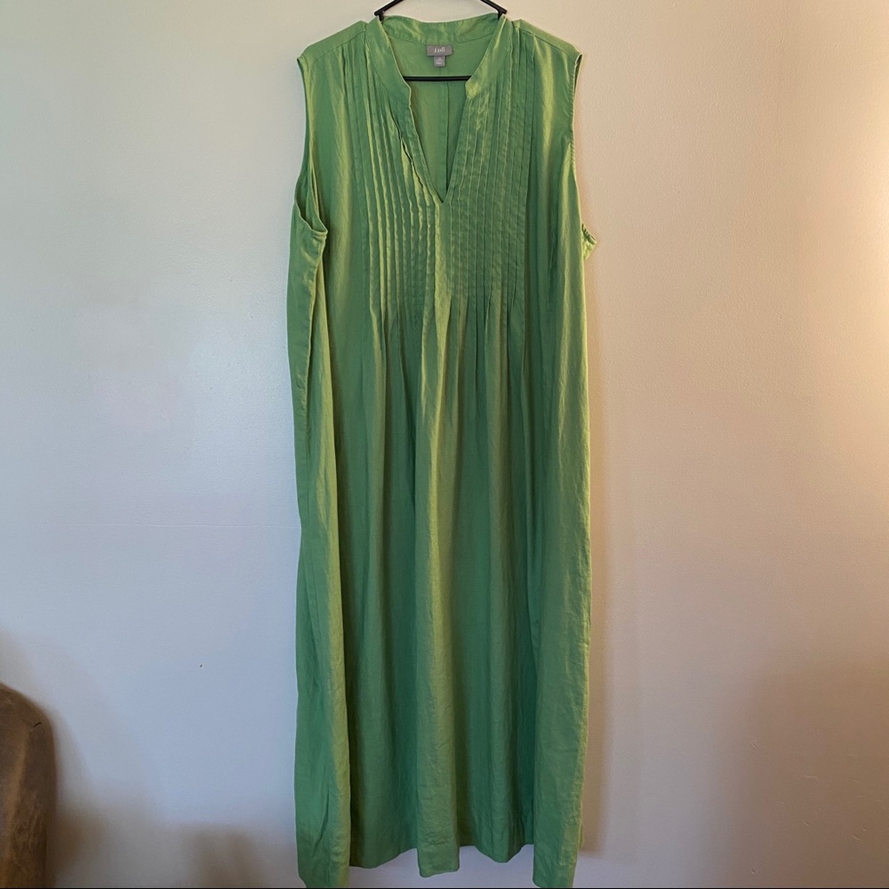 J Jill Green Linen Dress Size 3X Plus Size